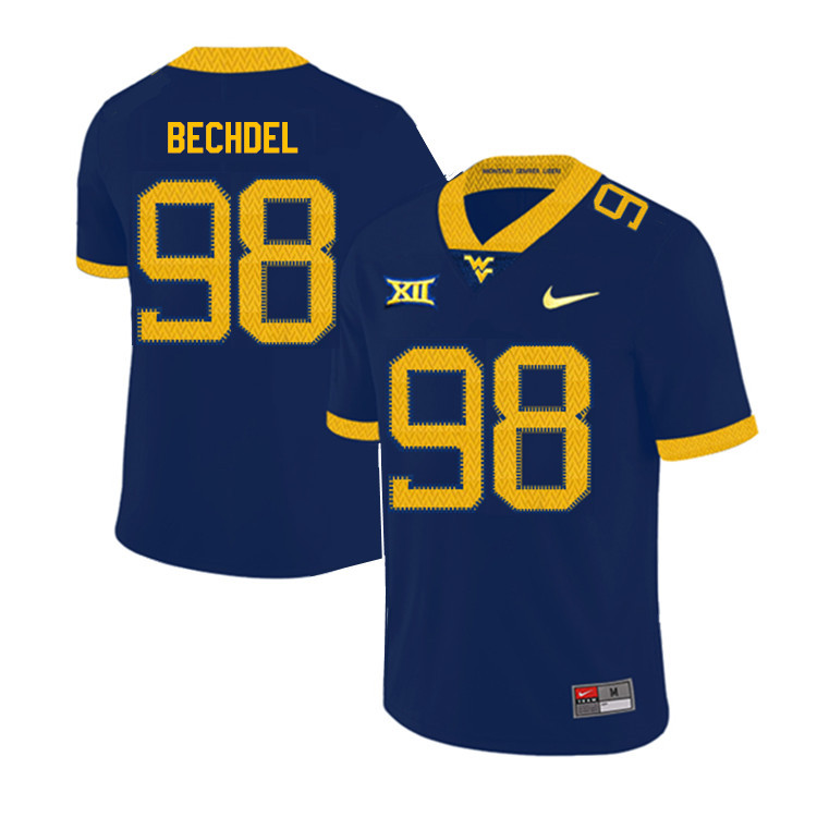 2019 Men #98 Leighton Bechdel West Virginia Mountaineers College Football Jerseys Sale-Navy - Click Image to Close